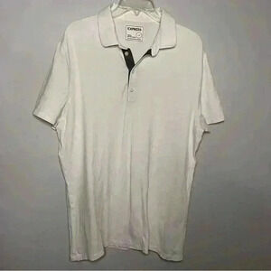 Express Men's Size Large Solid White Cotton Short Sleeve Polo Shirt in EUC